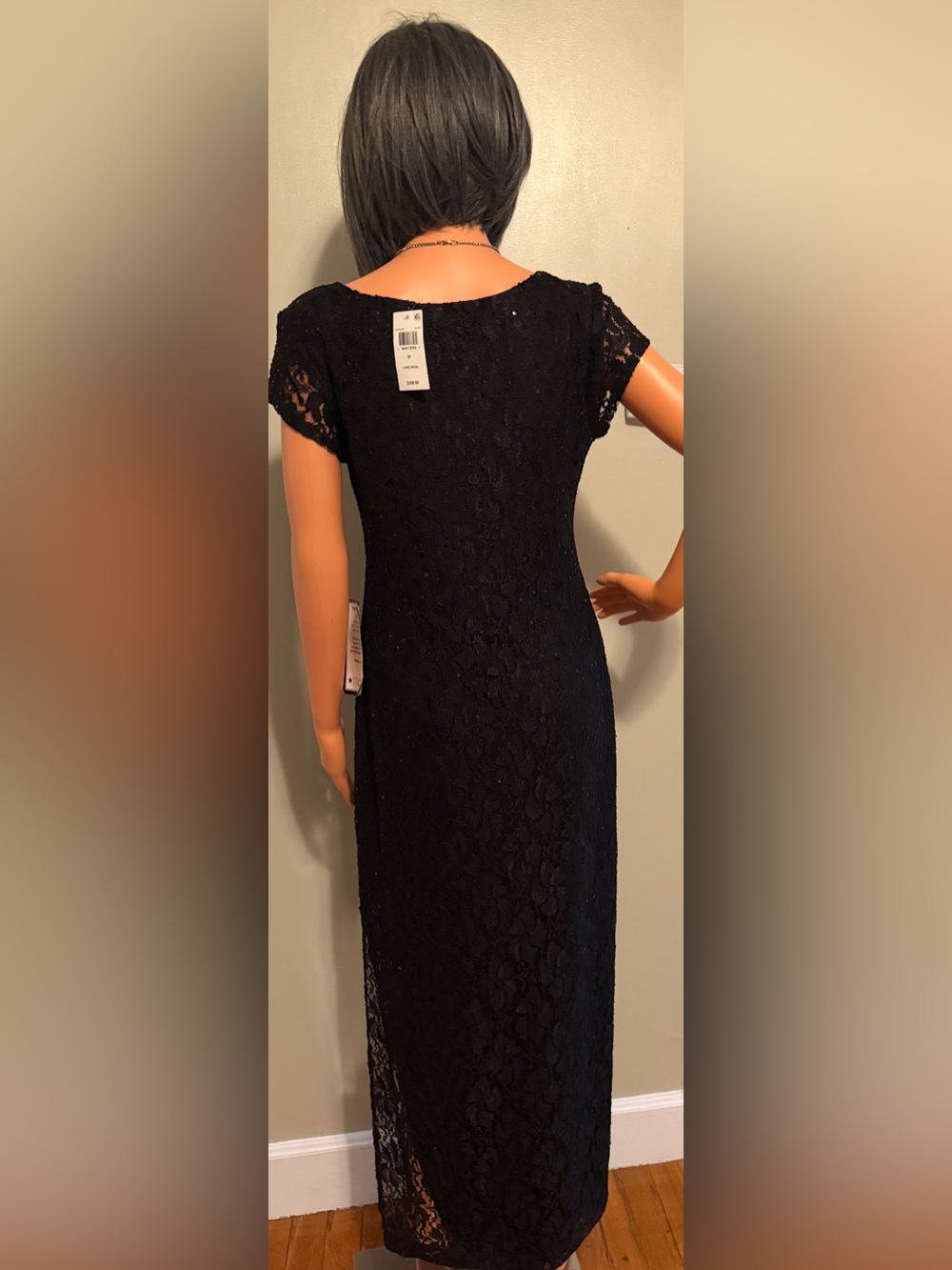 connected apparel Black Lace Sequin Long-Sleeve Evening Gown - Picture 3 of 14